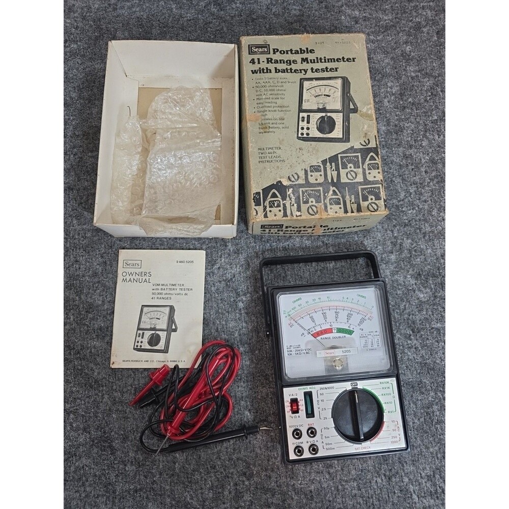 Sears 94605205  Portable 41 Range Multimeter 95205 with Battery Tester